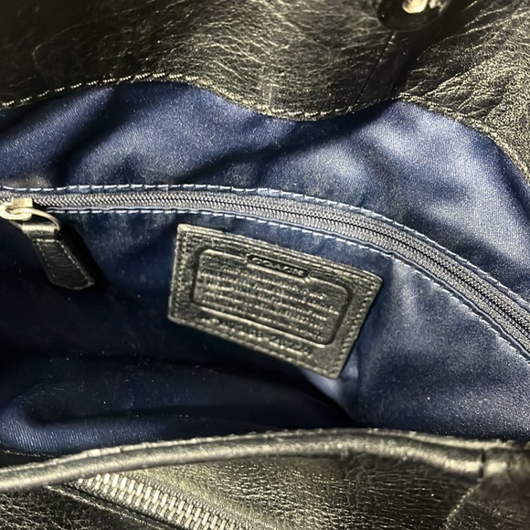 Coach hobo purse black leather, and blue interior - Picture 7 of 14